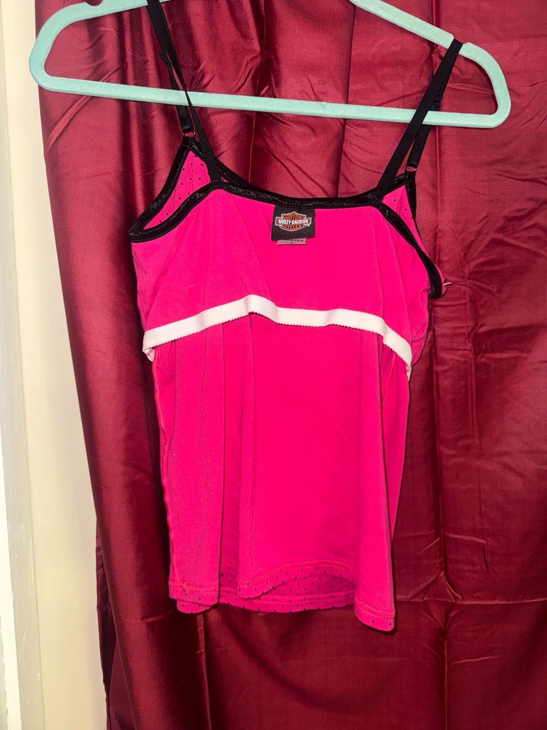Harley-Davidson 2009 Cruisin' the Coast Pink Polka Dot Cami Tank Top Size L 7