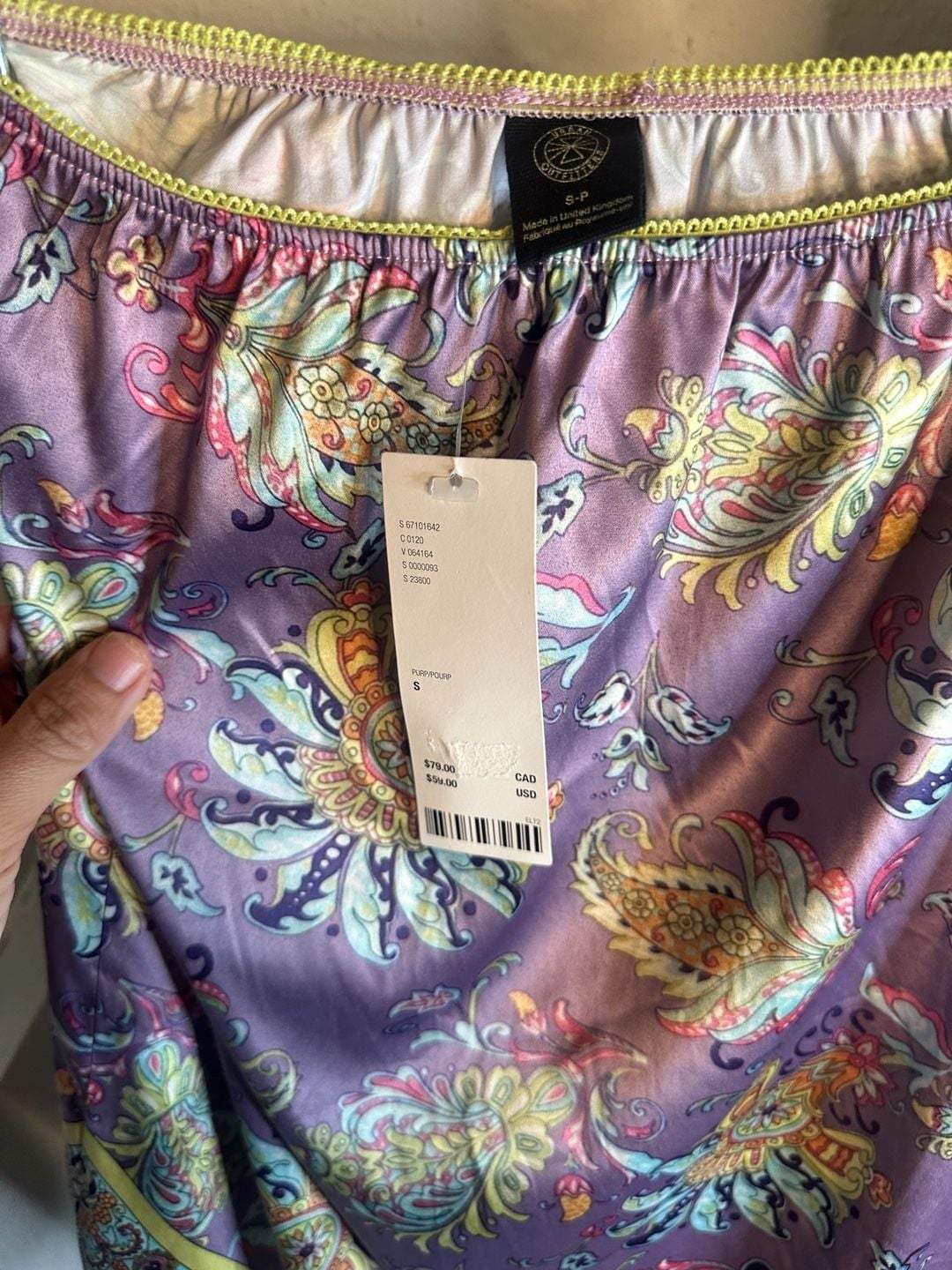 Urban Outfitters Lavender Satin Paisley Handkerchief Hem Skirt with Li – , 2