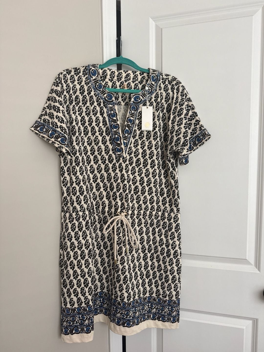 Tory Burch Amara Dress Ivory Guru Border Size S 2
