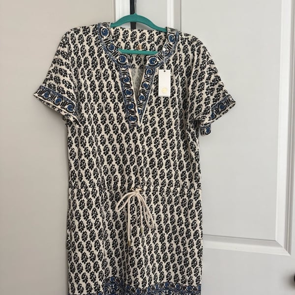 Tory Burch Amara Dress Ivory Guru Border Size S