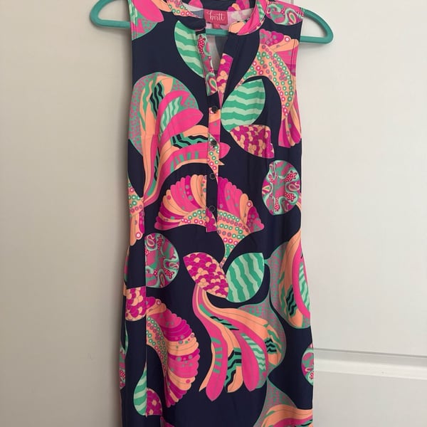 Britt Ryan Sleeveless Abstract Shell Print Shift Dress Size S