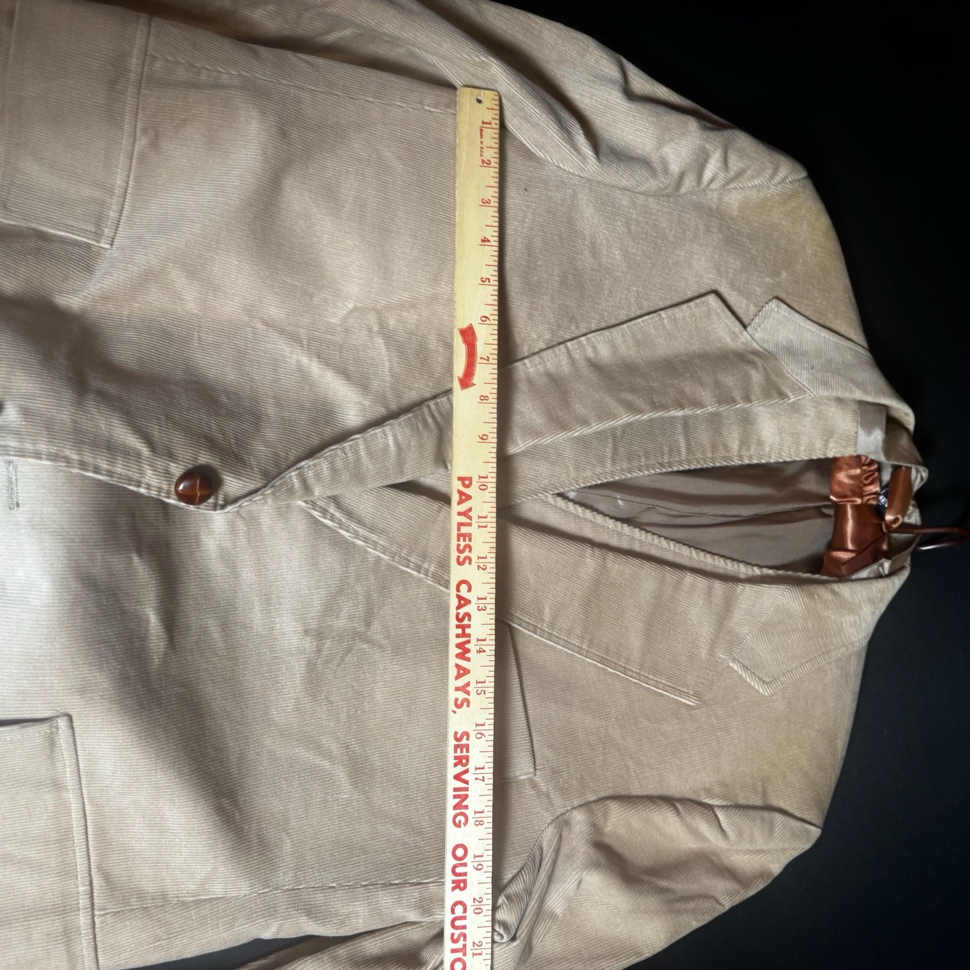 Vintage Levi's Menswear Corduroy Blazer and Vest Set 46R Tan with Elbow Patches 7