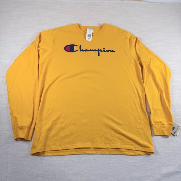 Champion Heritage Long Sleeve Script Logo T-Shirt Yellow 2XL