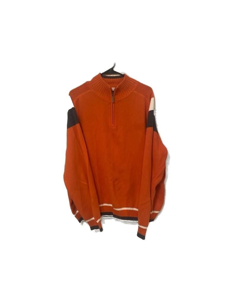 Eddie Bauer Men's Orange Colorblock 1/4 Zip Cotton Sweater Size XXL 2