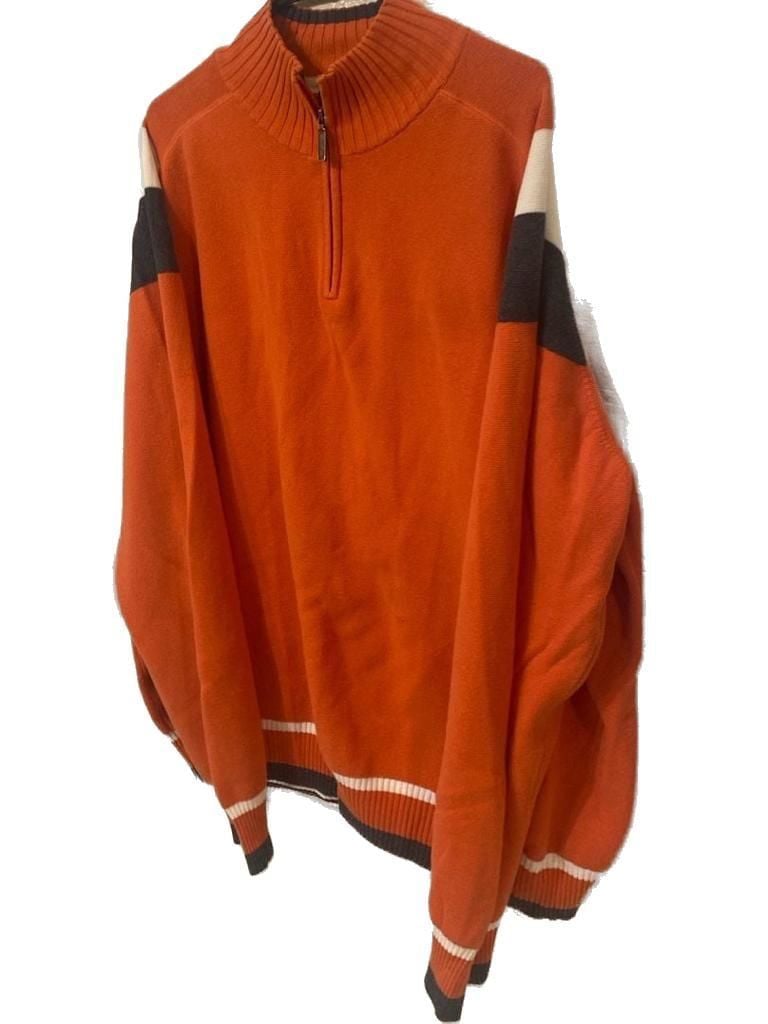Eddie Bauer Men's Orange Colorblock 1/4 Zip Cotton Sweater Size XXL 3