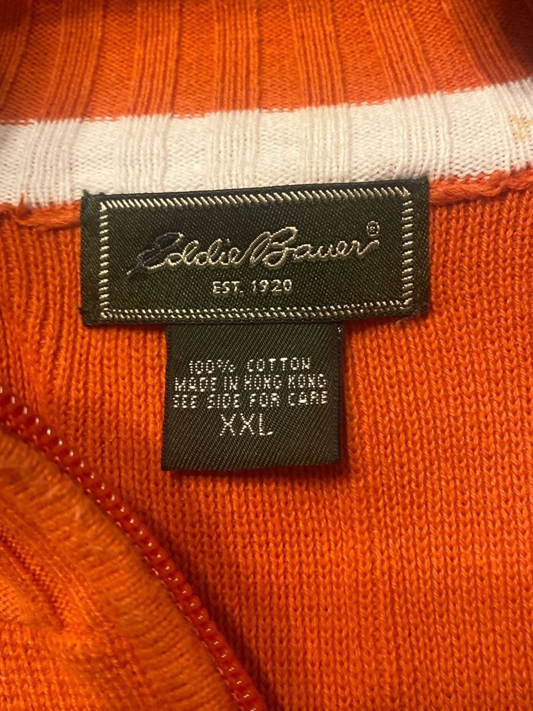 Eddie Bauer Men's Orange Colorblock 1/4 Zip Cotton Sweater Size XXL 5