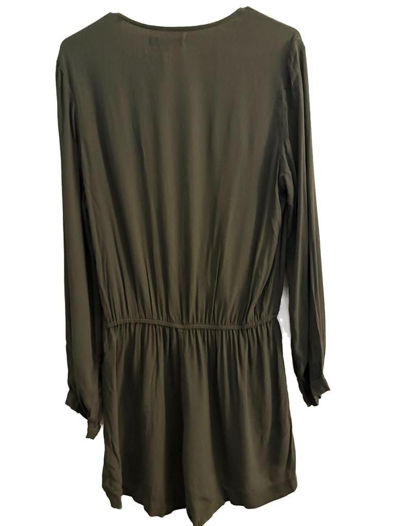 Shore Solid Lindsey Long Sleeve Romper Juniper Green Size L 3