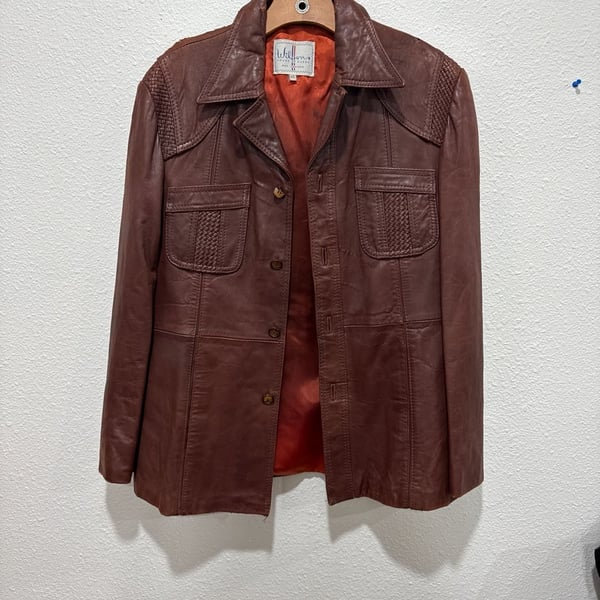 Wilsons House of Suede Vintage 70s Brown Leather Jacket Size 42