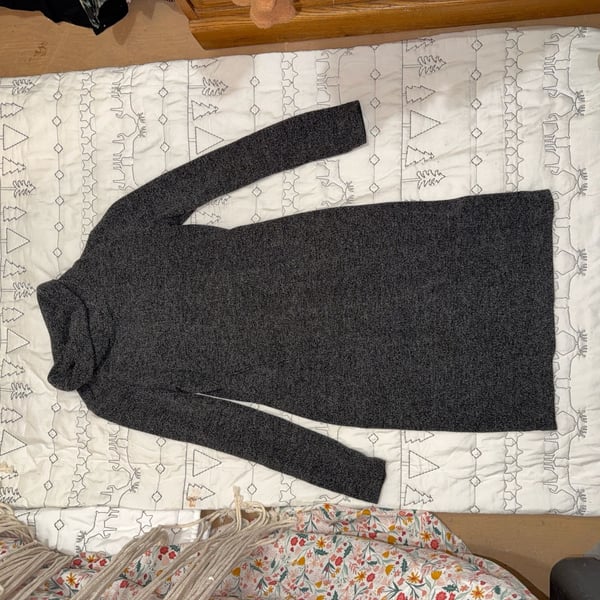 Banana Republic Petite XXS Charcoal Grey Cowl Neck Knit Sweater Dress