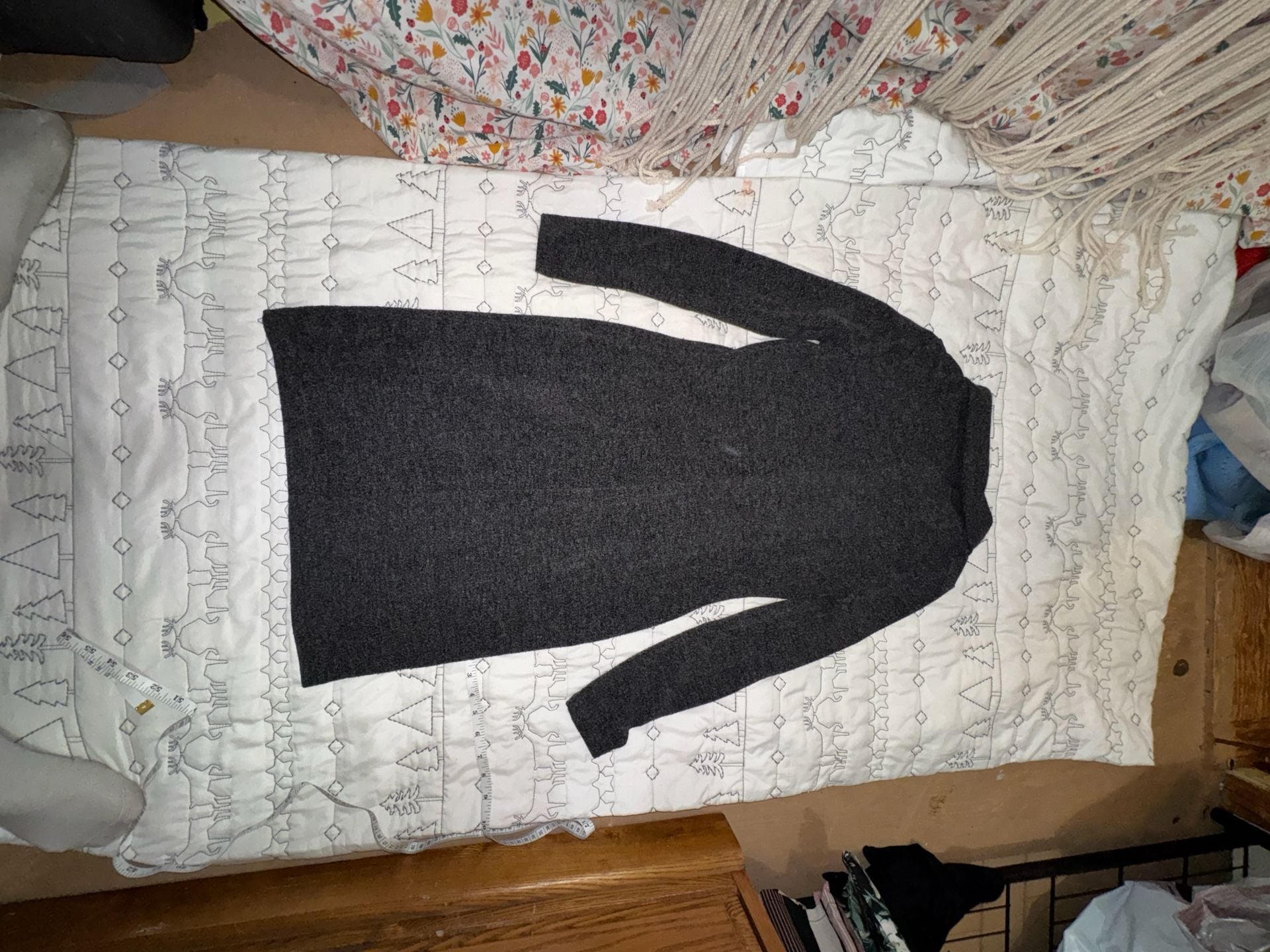 Banana Republic Petite XXS Charcoal Grey Cowl Neck Knit Sweater Dress 8