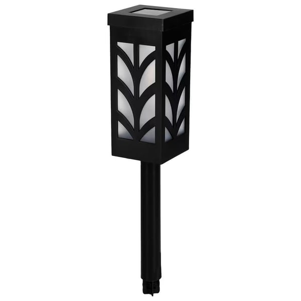 Garden Collection Flame Glow Solar Stake Light Black Leaf Pattern