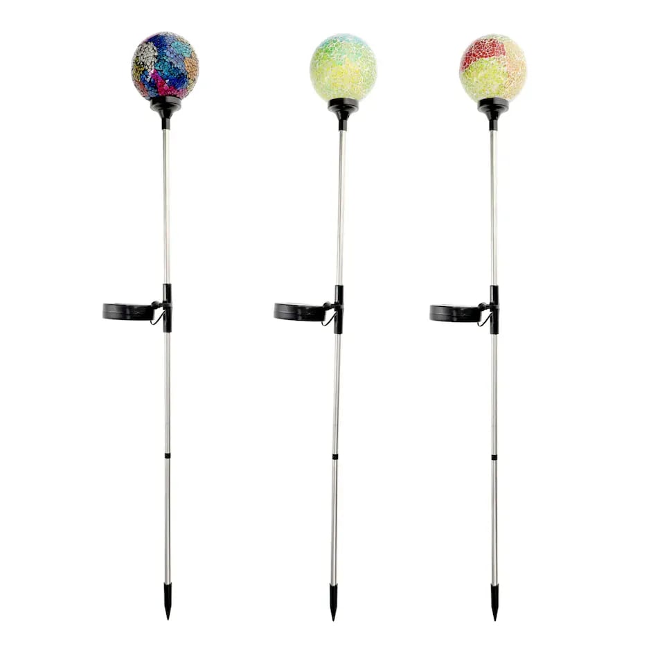 Plow & Hearth Pieced Glass Mosaic Solar Garden Stakes 1