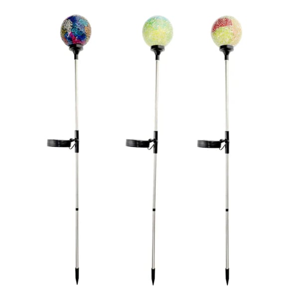 Plow & Hearth Pieced Glass Mosaic Solar Garden Stakes