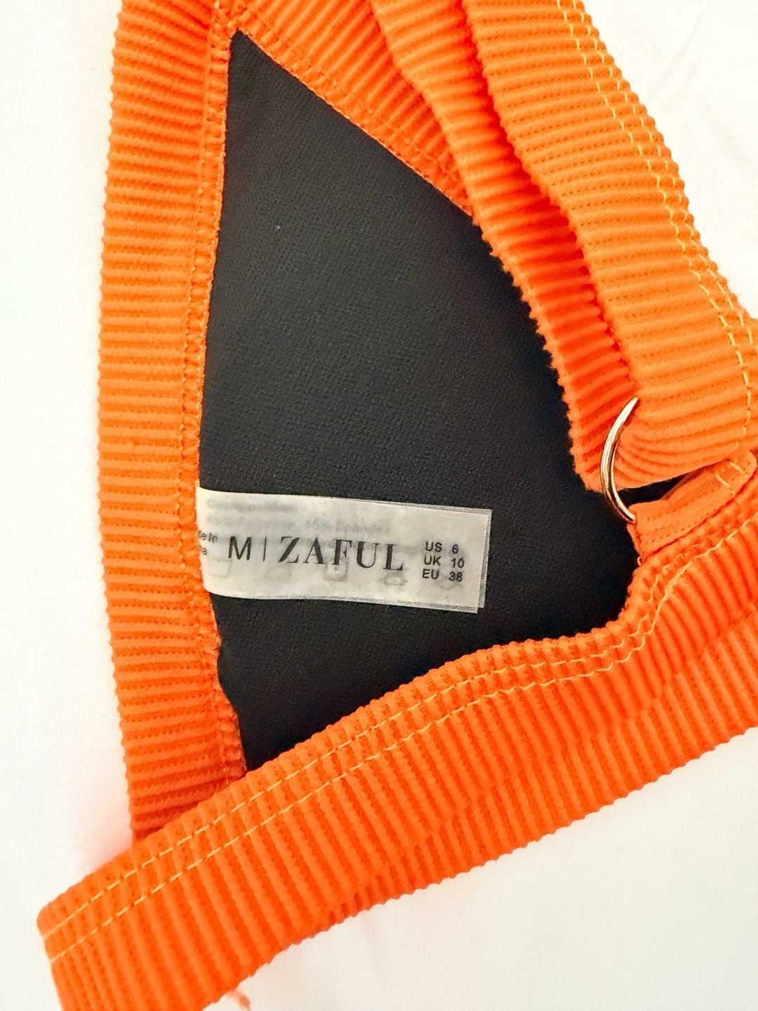 Zaful Ribbed Contrast Trim Triangle Bikini Set Size US 6 5