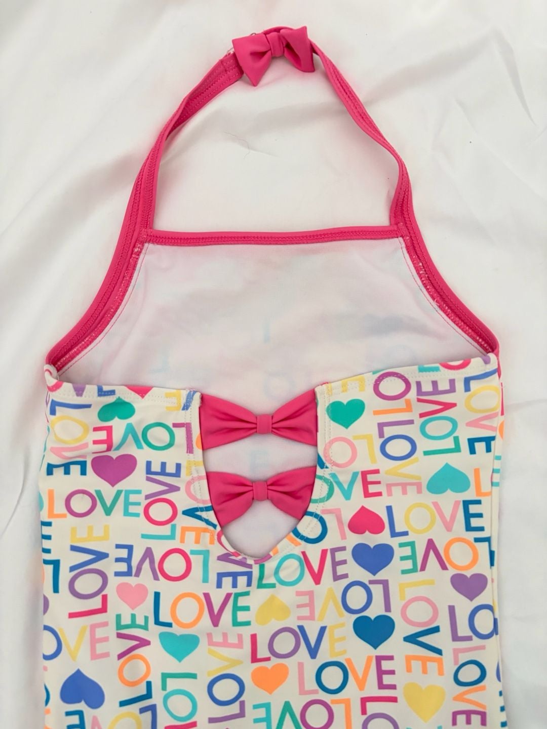 RuffleButts Girls Love Heart Print One Piece Swimsuit Size 10 8