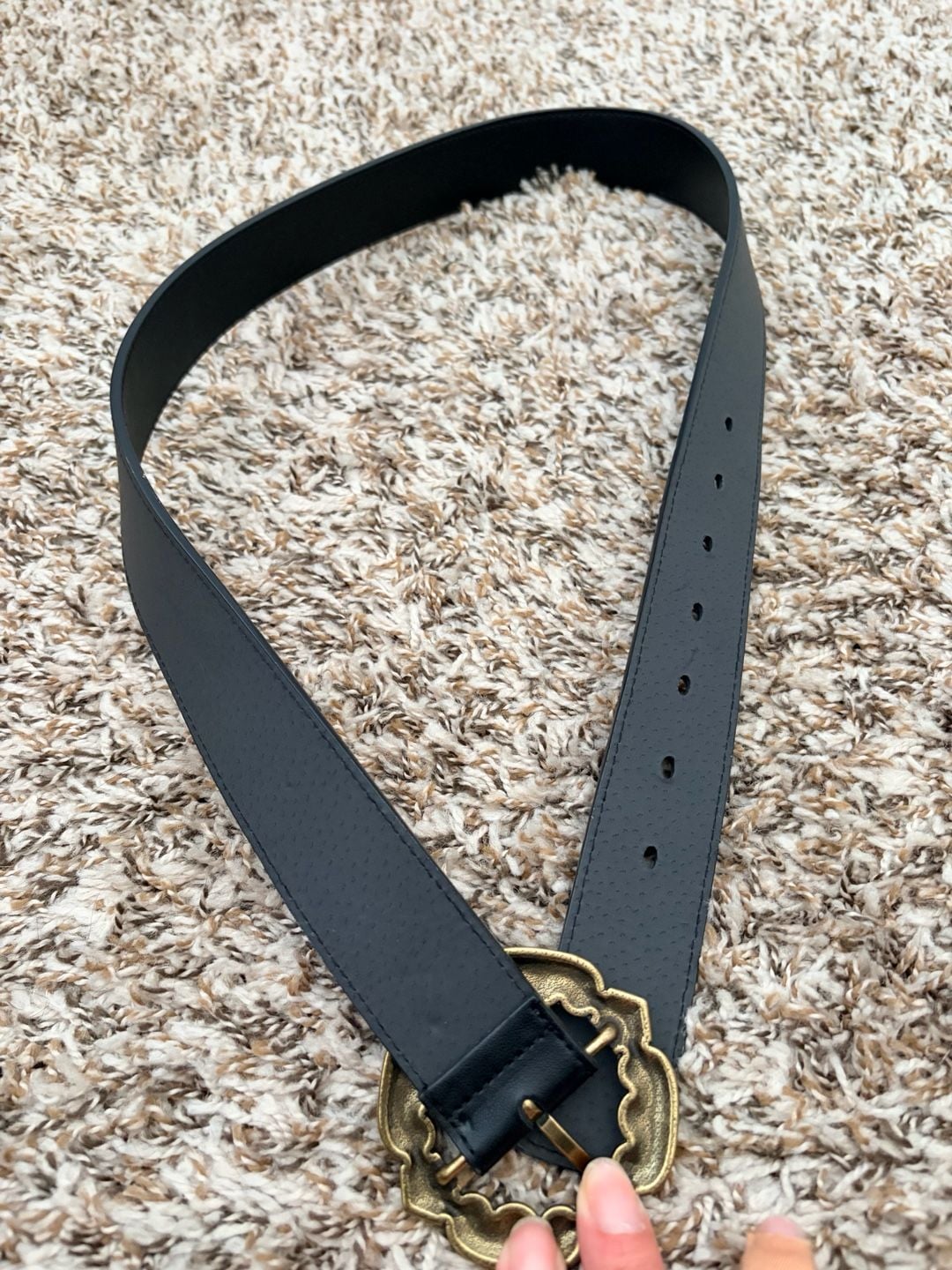 Jessica Simpson Black Synthetic Leather Belt with Jeweled Buckle Size S 3