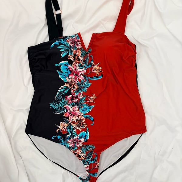 Raisins Curve Floral Colorblock One Piece Swimsuit Size 22W