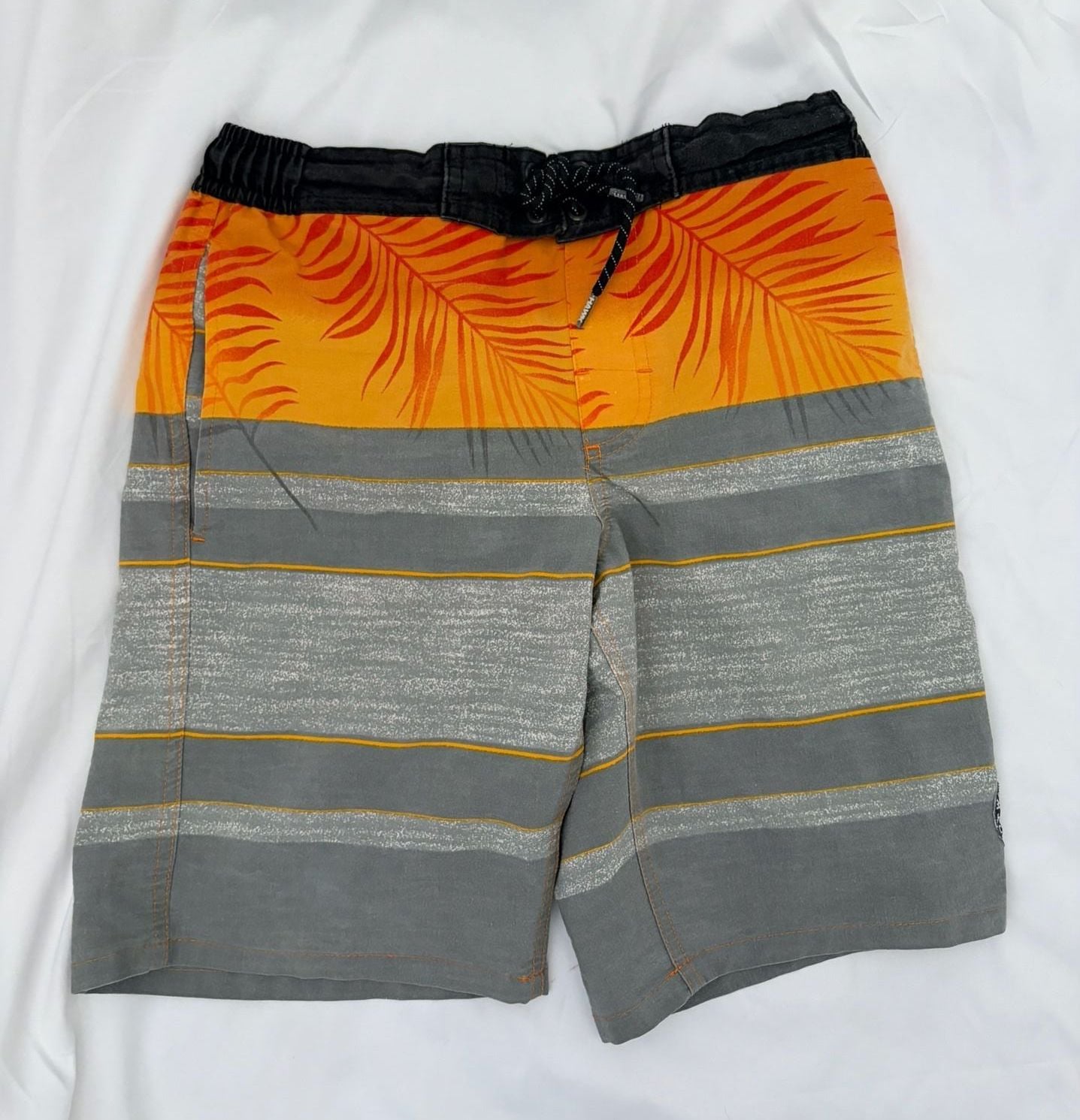 Tony Hawk Boys Reflex Stretch Board Shorts Grey Orange Palm Size M (10/12) 2