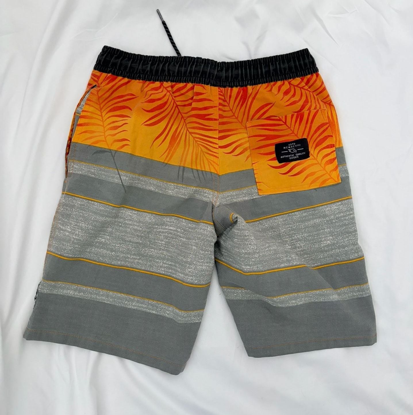 Tony Hawk Boys Reflex Stretch Board Shorts Grey Orange Palm Size M (10/12) 3