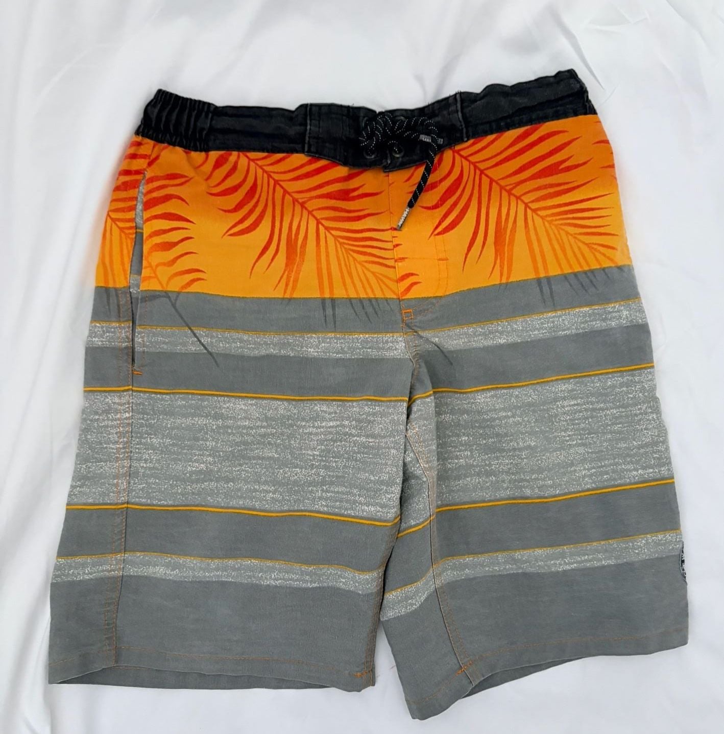 Tony Hawk Boys Reflex Stretch Board Shorts Grey Orange Palm Size M (10/12) 4