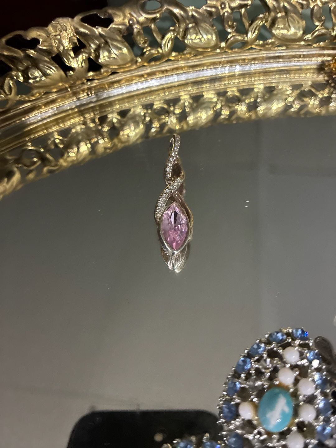 Avon Sterling Silver Pink Marquise CZ Infinity Twist Pendant 2