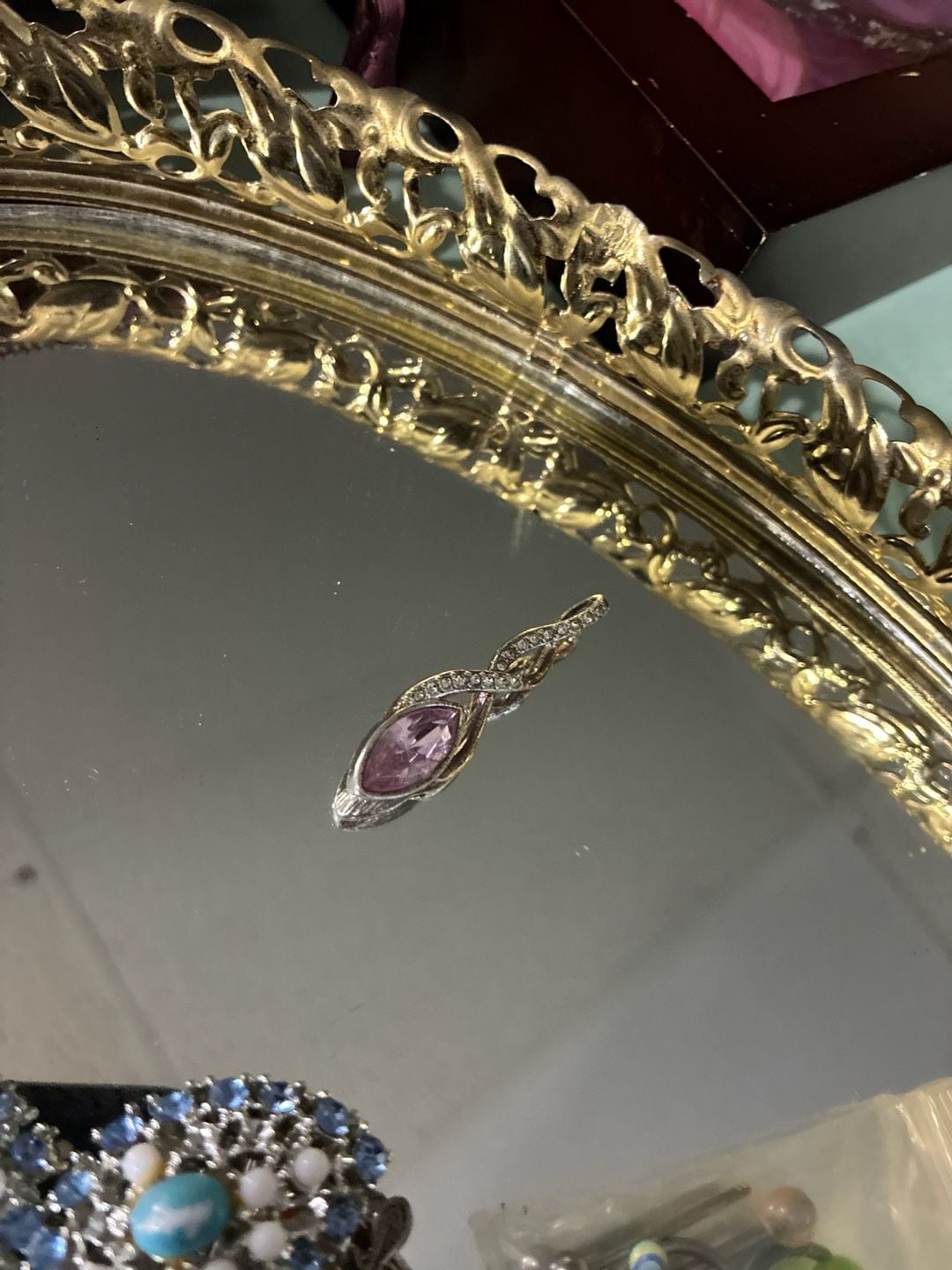 Avon Sterling Silver Pink Marquise CZ Infinity Twist Pendant 4