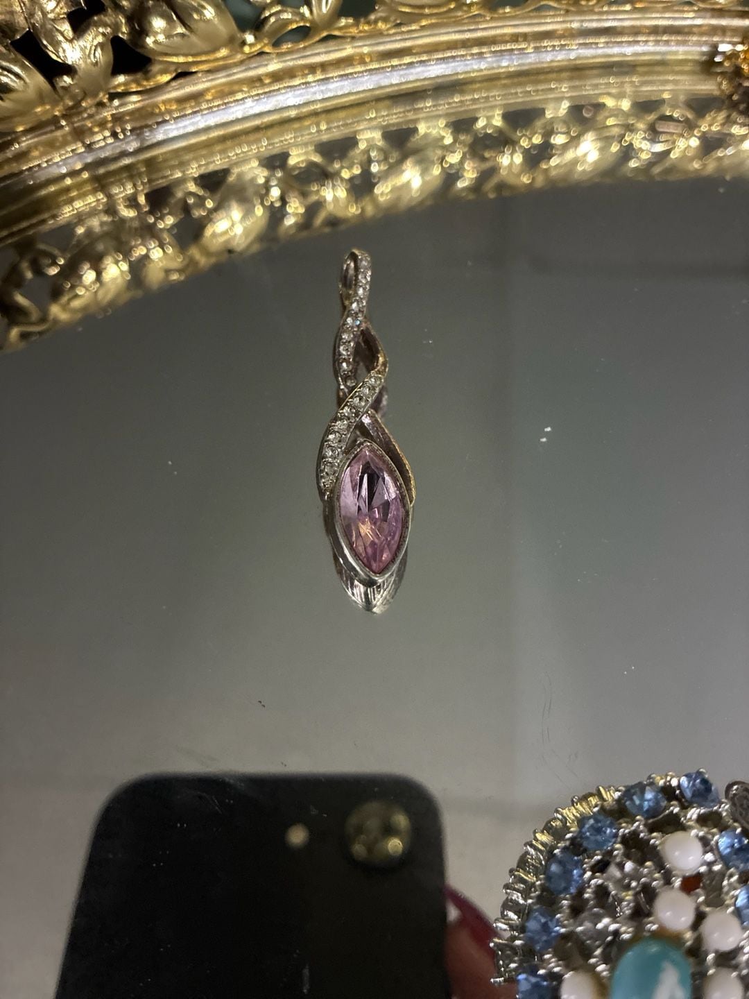 Avon Sterling Silver Pink Marquise CZ Infinity Twist Pendant 5