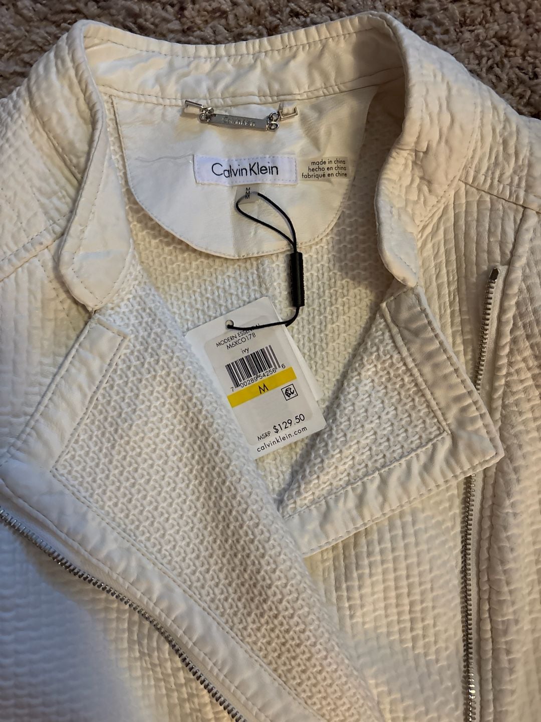 Calvin Klein Modern Essential Textured Moto Jacket Size M 2