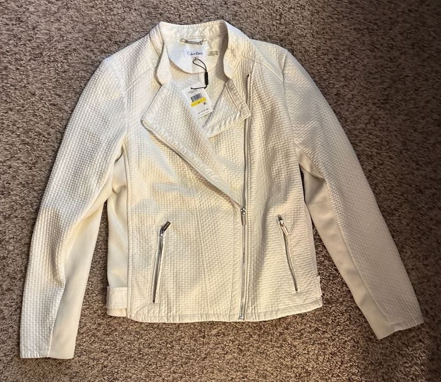 Calvin Klein Modern Essential Textured Moto Jacket Size M 1