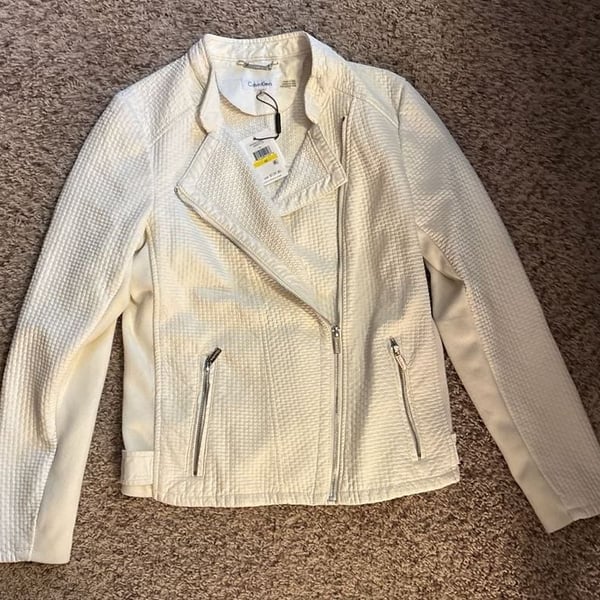 Calvin Klein Modern Essential Textured Moto Jacket Size M
