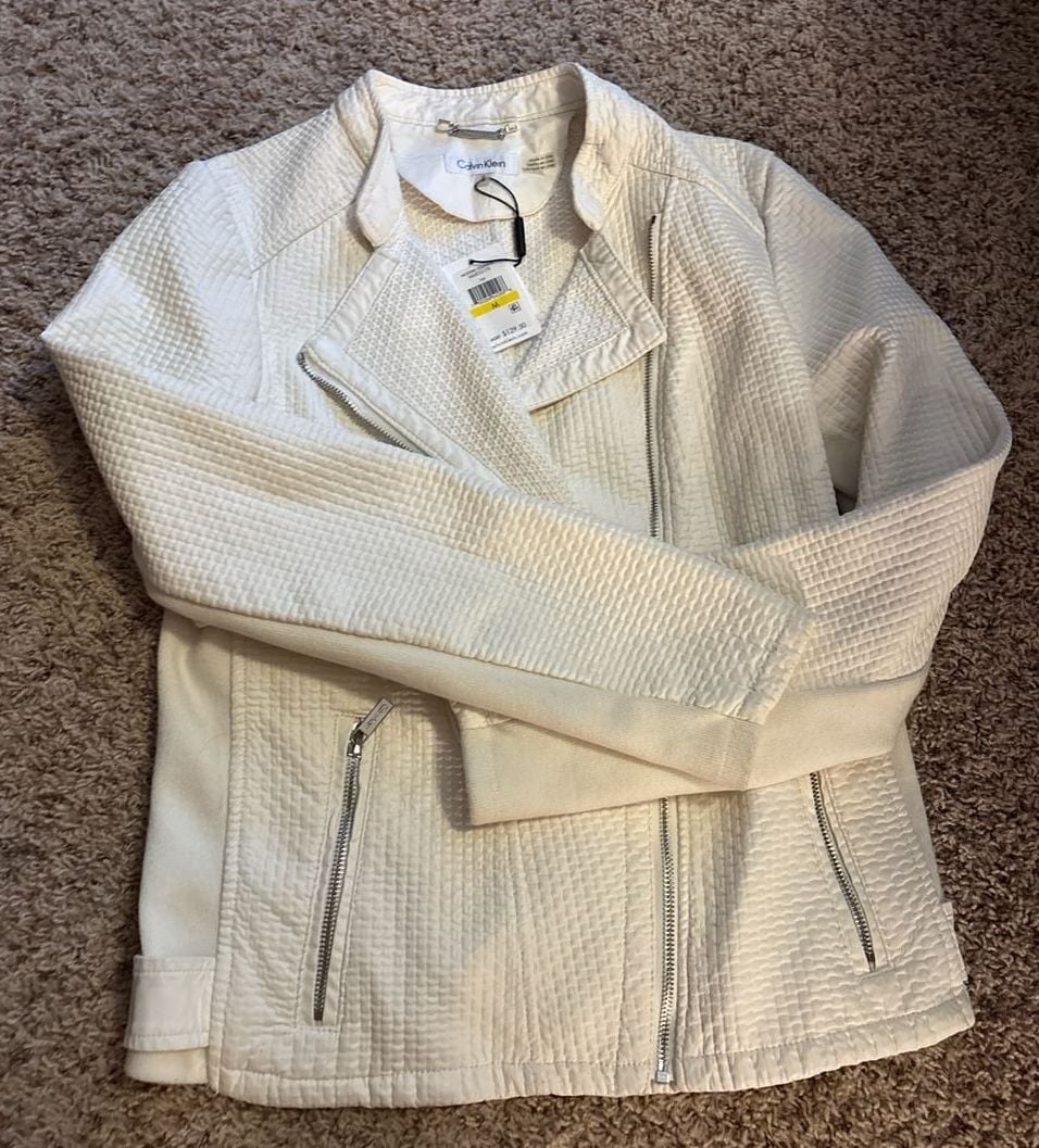 Calvin Klein Modern Essential Textured Moto Jacket Size M 4