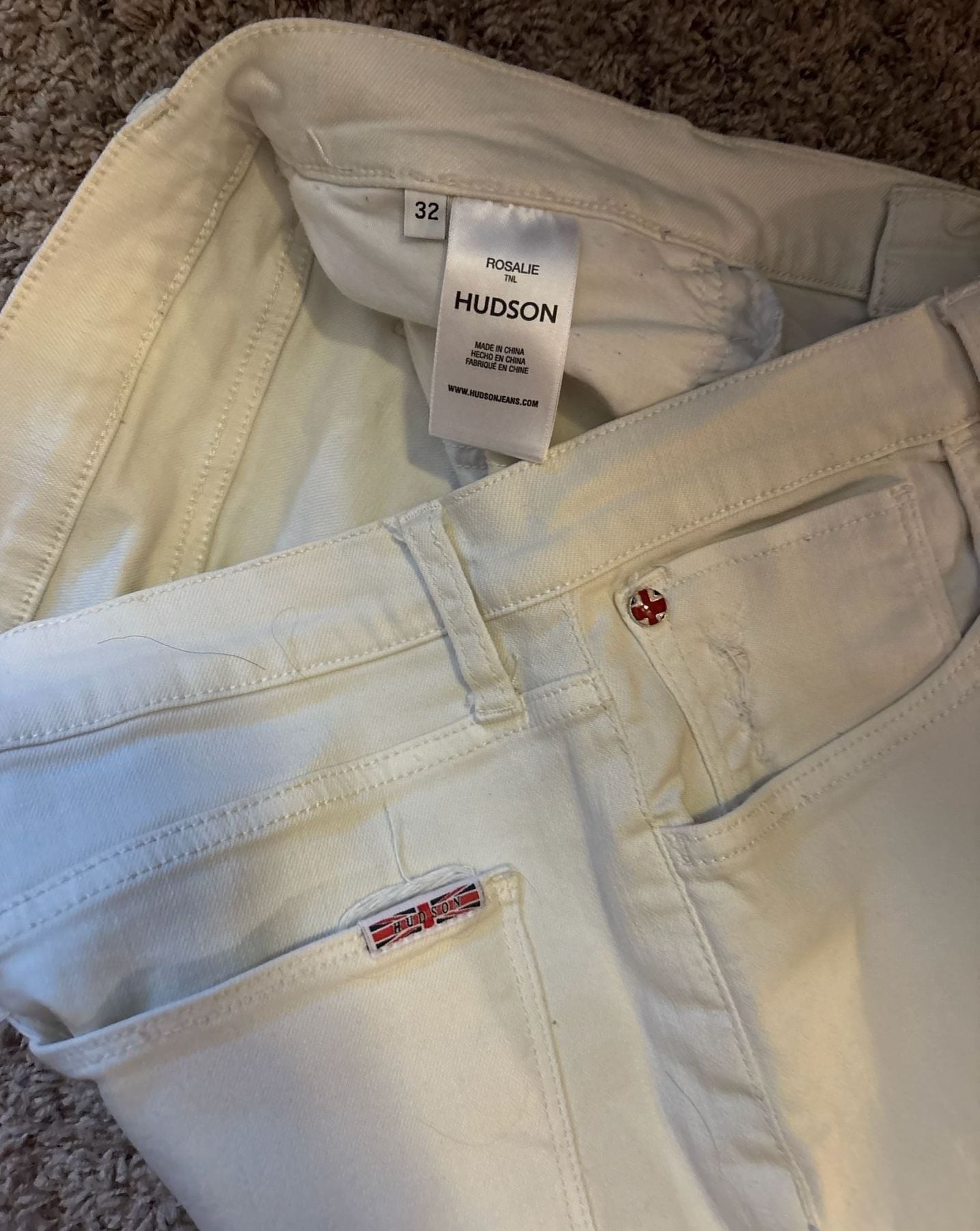 Hudson Rosalie TNL Distressed White Wide Leg Jeans Size 32 3