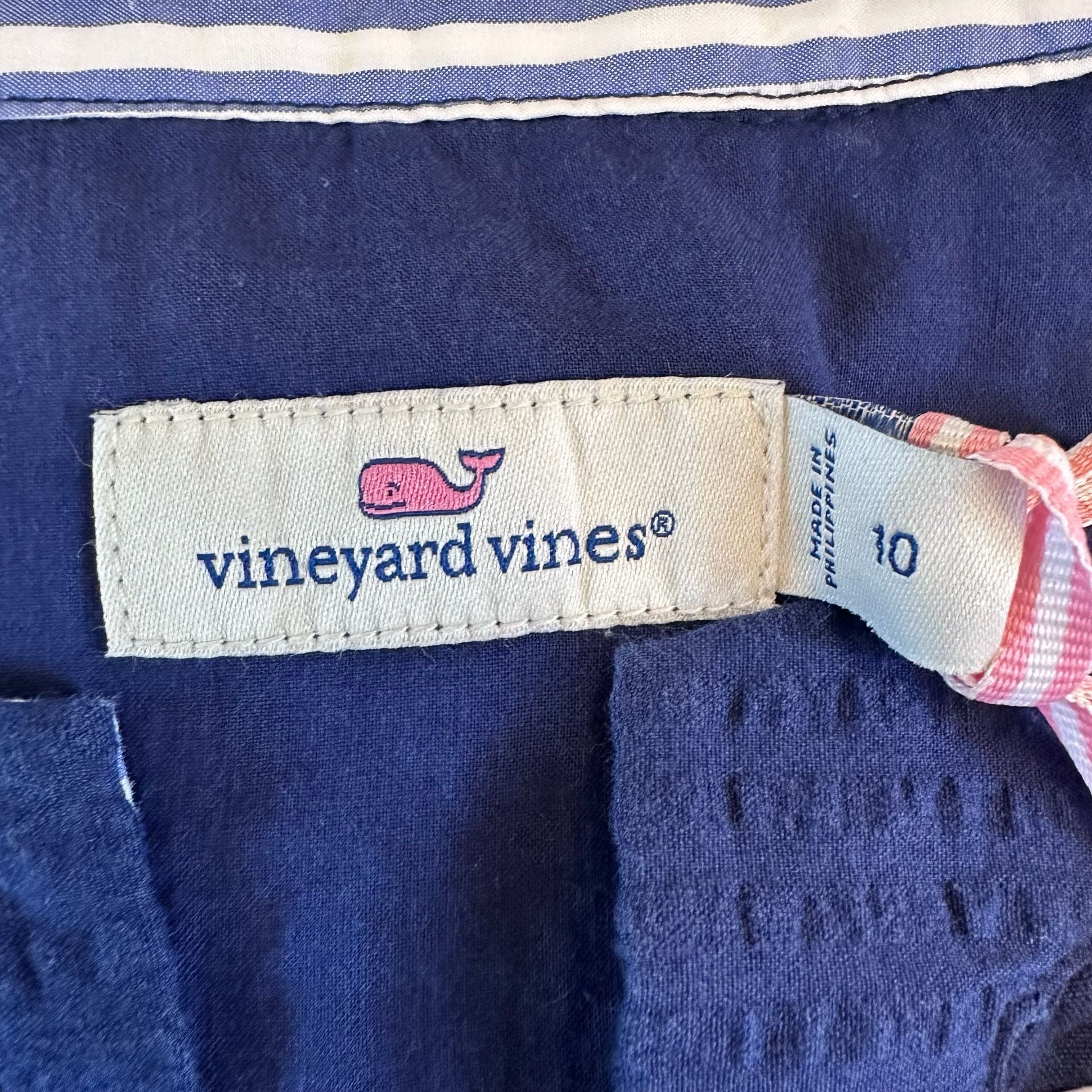 NWT Vineyard Vines Seersucker Scallop Cisco Dress Deep Bay Size 10 8