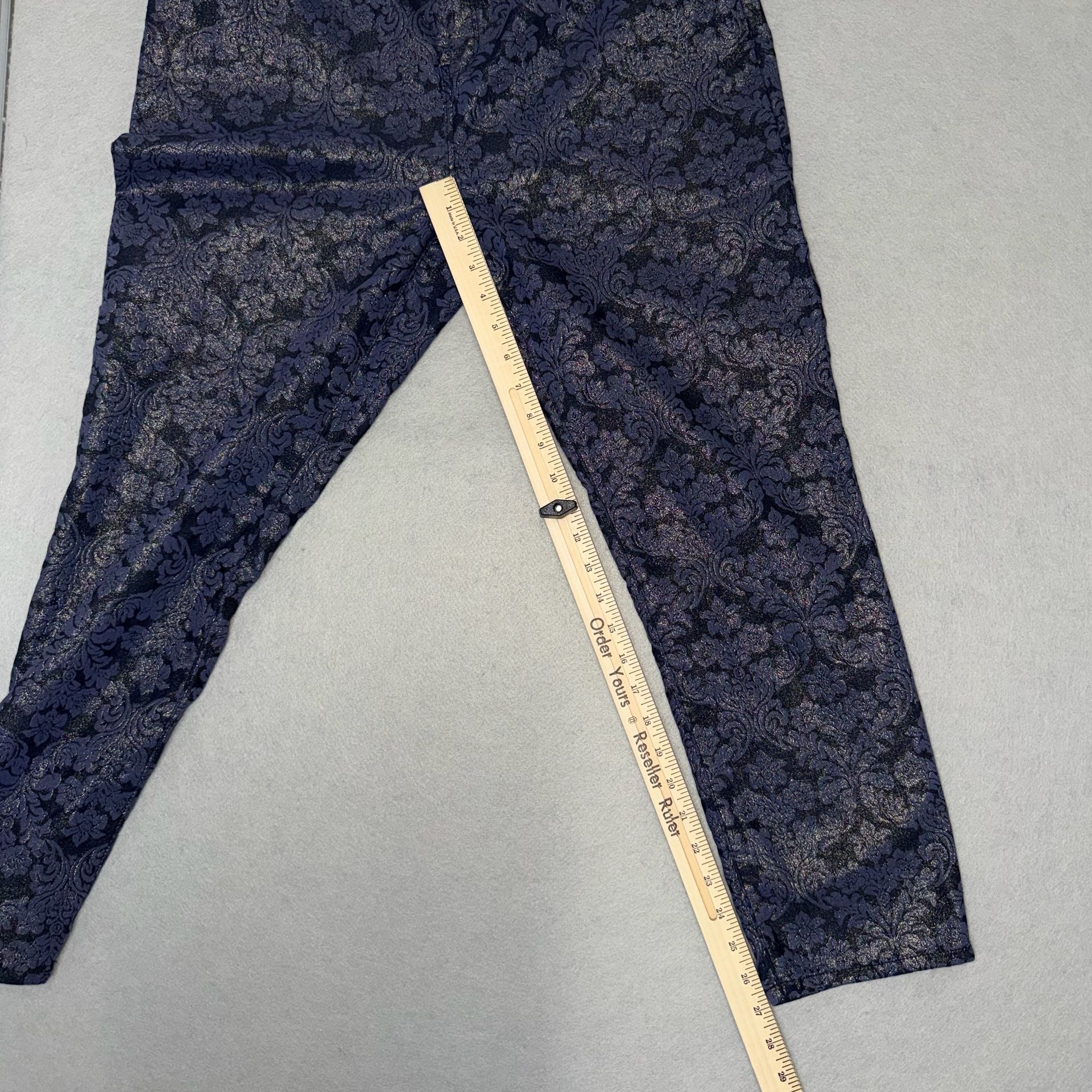 Chico's Girlfriend Metallic Damask Slim Ankle Pants Size 2 12