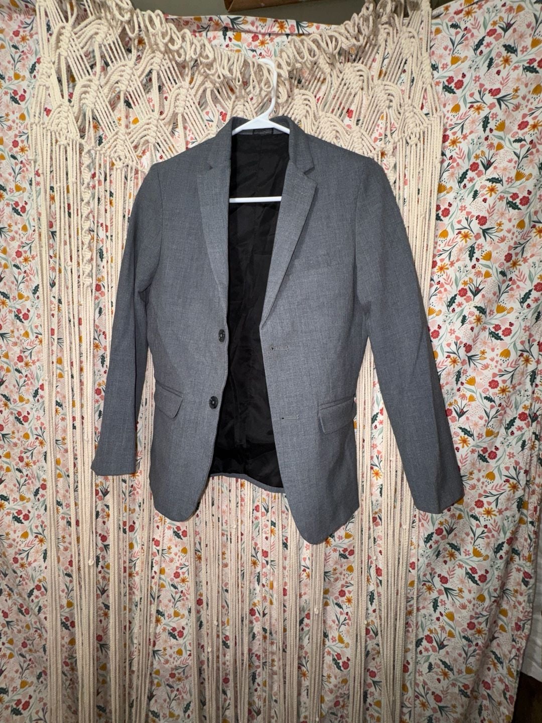 Calvin Klein Boys Grey Two-Button Blazer Jacket Size 14 2