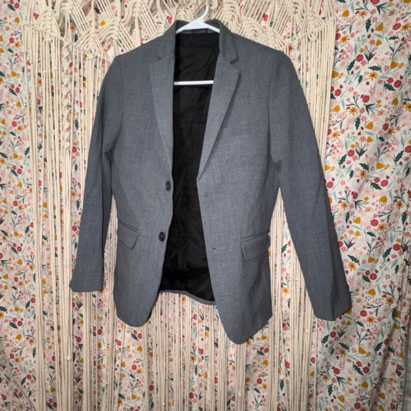 Calvin Klein Boys Grey Two-Button Blazer Jacket Size 14