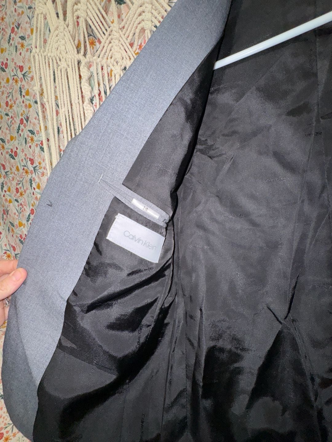Calvin Klein Boys Grey Two-Button Blazer Jacket Size 14 3