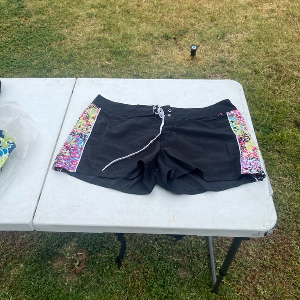 Miken Women's Black Board Shorts with Colorful Side Panels Size XL