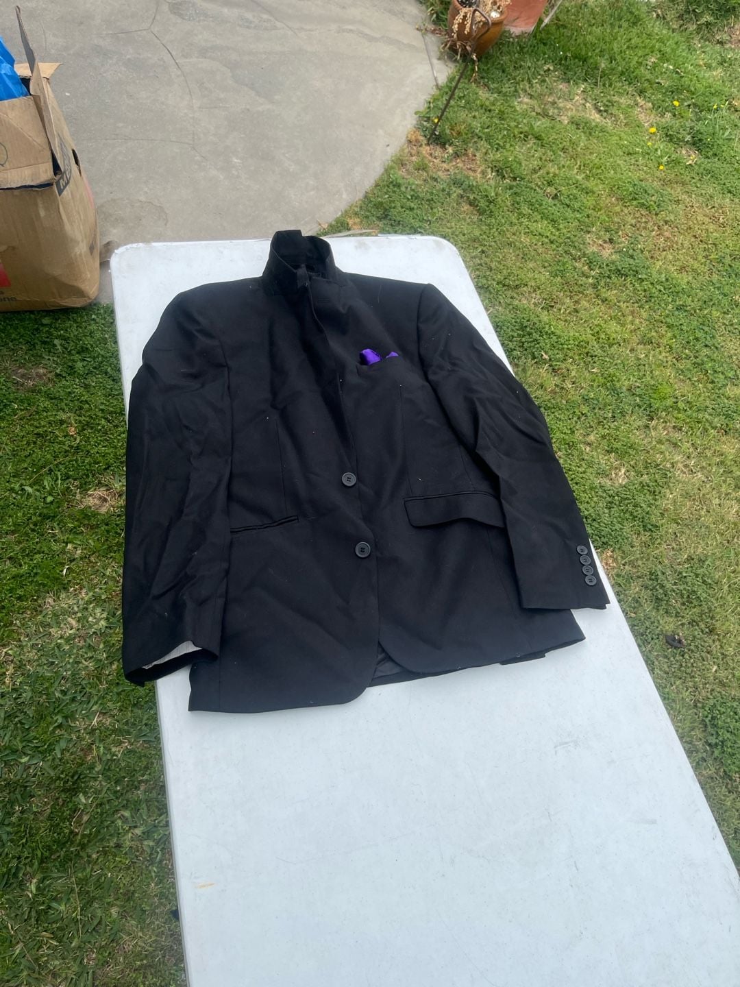 Renoir Men's Black Mandarin Collar Two-Button Blazer Jacket 1