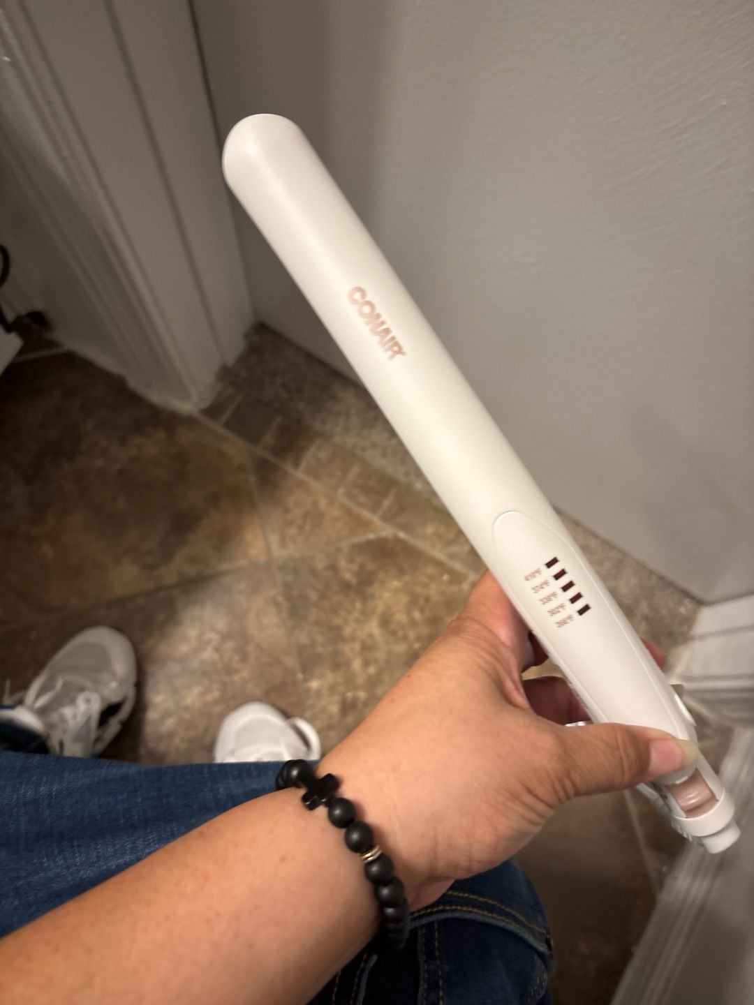Conair Double Ceramic 1-Inch Flat Iron, White and Rose Gold 1