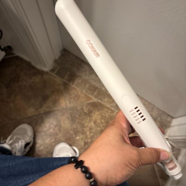 Conair Double Ceramic 1-Inch Flat Iron, White and Rose Gold