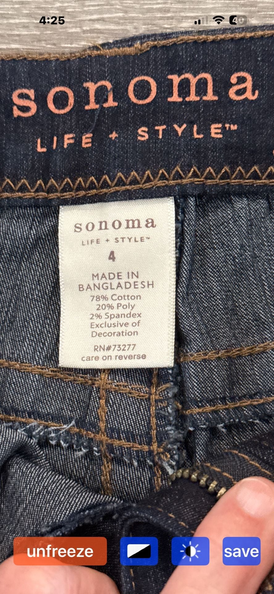 Sonoma Life + Style Modern Short Dark Wash Denim Shorts with Belt Size 4 5