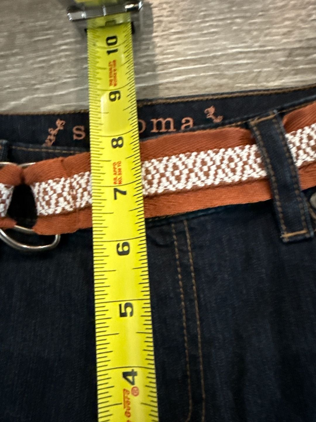 Sonoma Life + Style Modern Short Dark Wash Denim Shorts with Belt Size 4 11