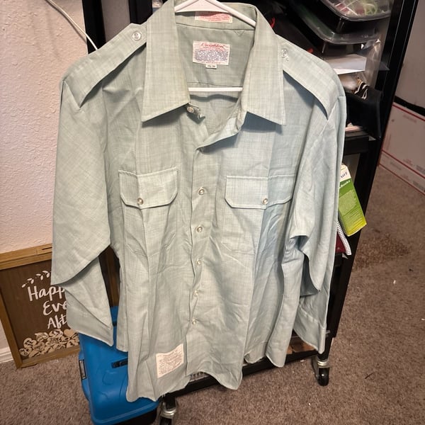 Creighton Vintage Uniform Shirt 17.5 x 32 Blue Polyester Wool Blend