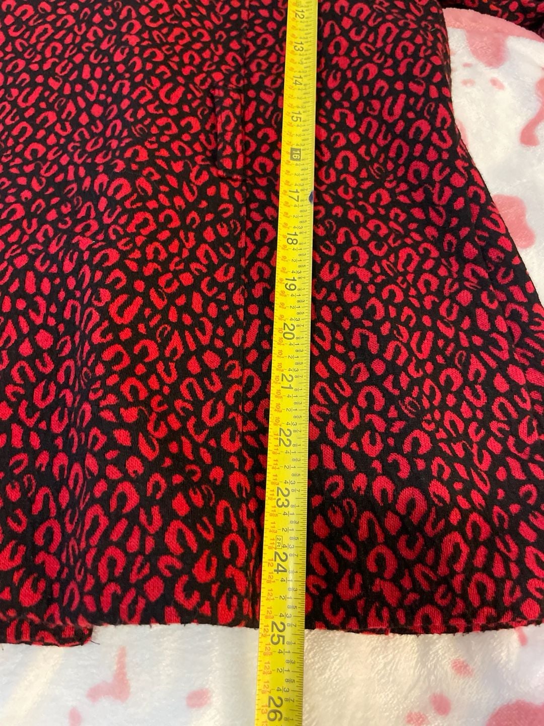 NY Collection Red and Black Leopard Print Double Breasted Pea Coat Jacket Size M 8
