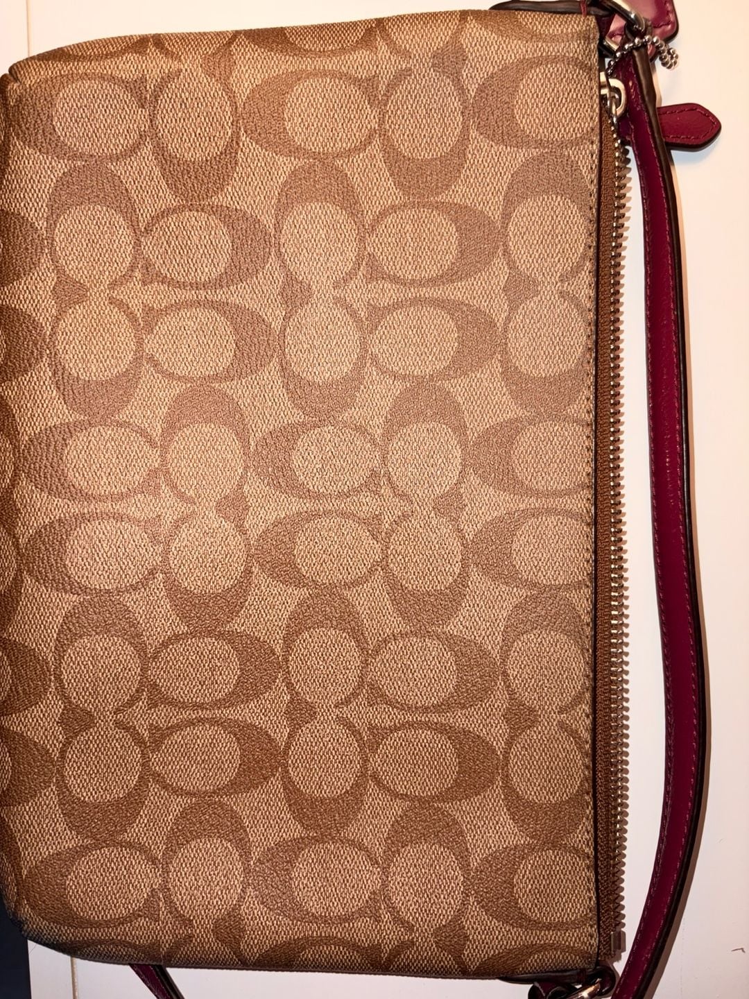 Coach North South Crossbody Bag in Signature Canvas with Pink Trim 5