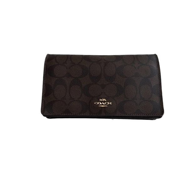 Coach Hayden Foldover Crossbody Clutch in Signature Canvas Brown Black