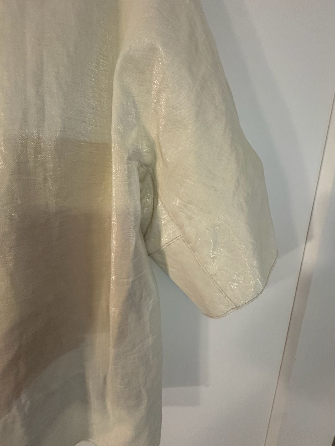 Shiatzy Chen Cream Metallic Cropped Short Sleeve Jacket Size 40 7
