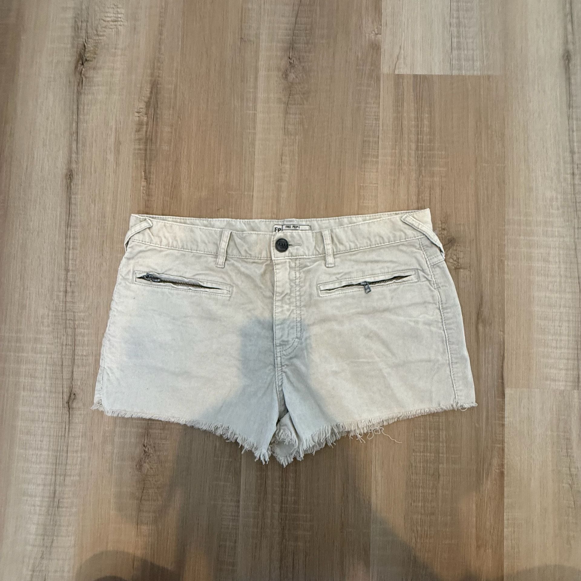 Free People Corduroy Raw Hem Zipper Pocket Shorts Size 30 2