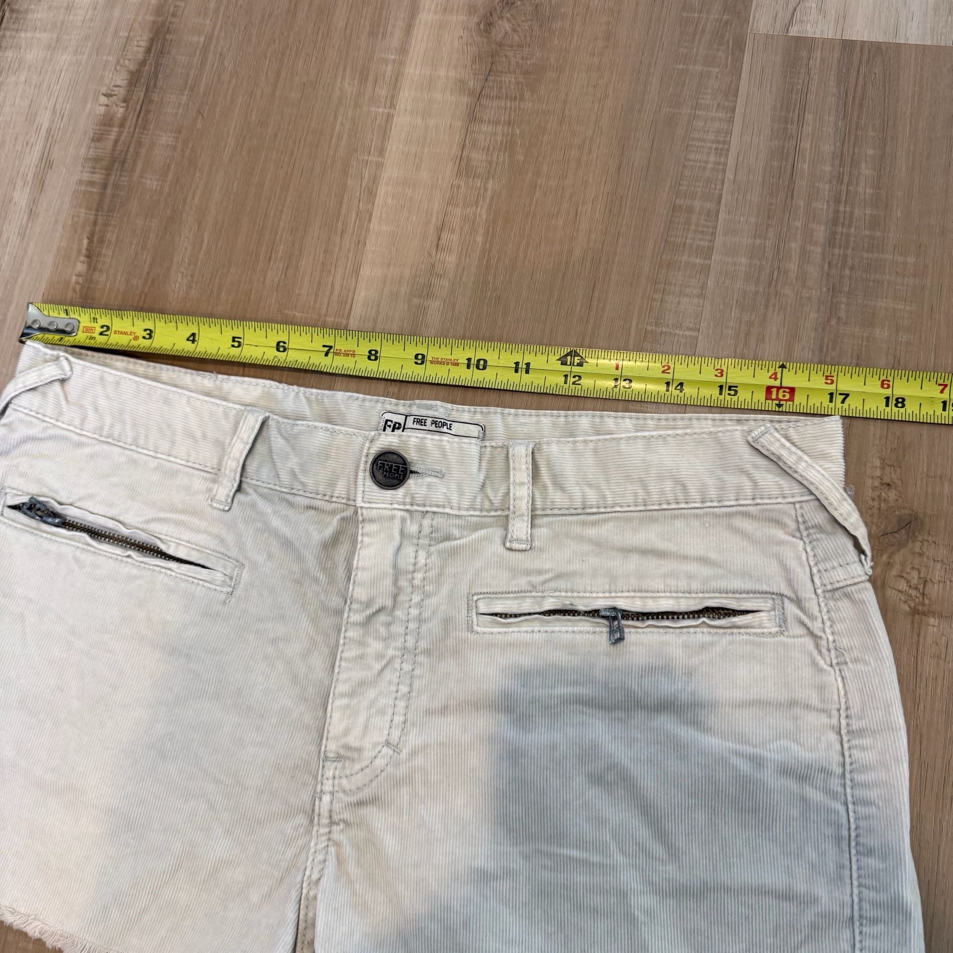 Free People Corduroy Raw Hem Zipper Pocket Shorts Size 30 3